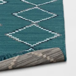5' X 7' Soft Moroccan Tapestry With Double Knot Fringe Woven Outdoor Rug Teal - Opalhouse™ -Opalhouse Shop GUEST 3a15645d 40e3 4c67 92df d55f6ad30a10
