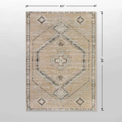 5'x7' Sunset Moroccan Tapestry Rectangular Woven Outdoor Area Rug Light Brown - Opalhouse™ 6 5'x7' Sunset Moroccan Tapestry Rectangular Woven Outdoor Area Rug Light Brown - Opalhouse™ - Image 4
