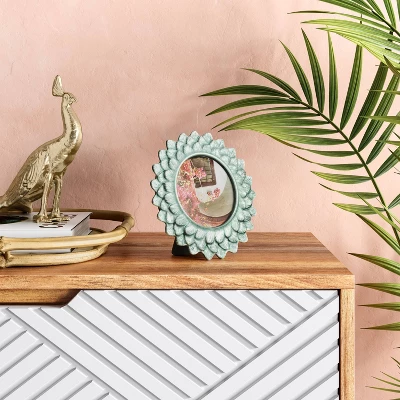 4" X 4" Stoneware Frame With Transparent Crackle Glaze Green - Opalhouse™ 3 4" X 4" Stoneware Frame With Transparent Crackle Glaze Green - Opalhouse™