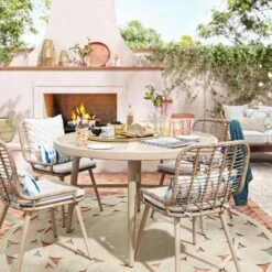 Leona 46" Round Crushed Bamboo Stamped Steel Top Patio Dining Table - Opalhouse™ -Opalhouse Shop GUEST f04b764c a584 4bfe b9ea 6c0ea8ed5c2c